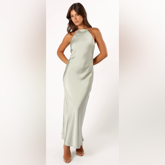 PETAL & PUP Hadley Halter-Neck Maxi Dress in Sage Size Large - Picture 10 of 14